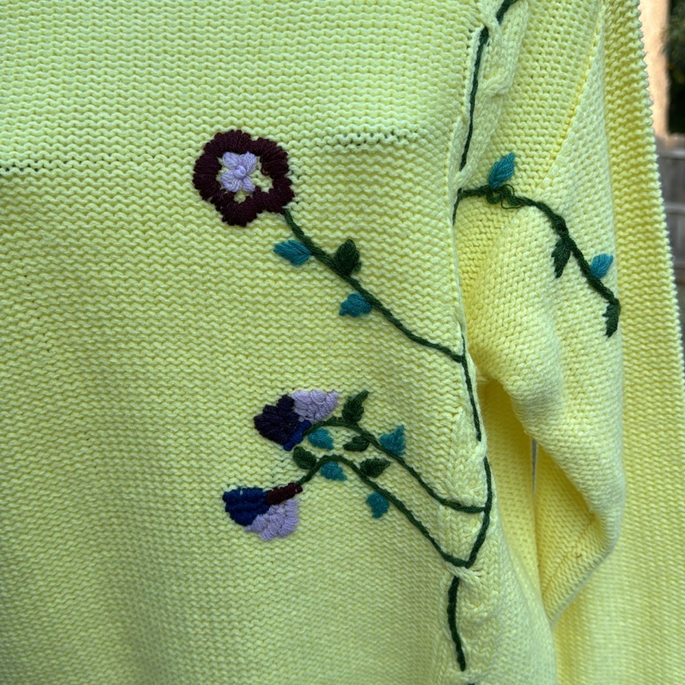 NOS Vintage County Craft Embroidered Sweater  L Oldstock Cable Knit